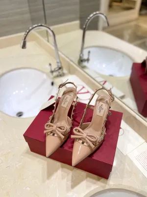3 Colors Studded Bow High Heeled Sandals