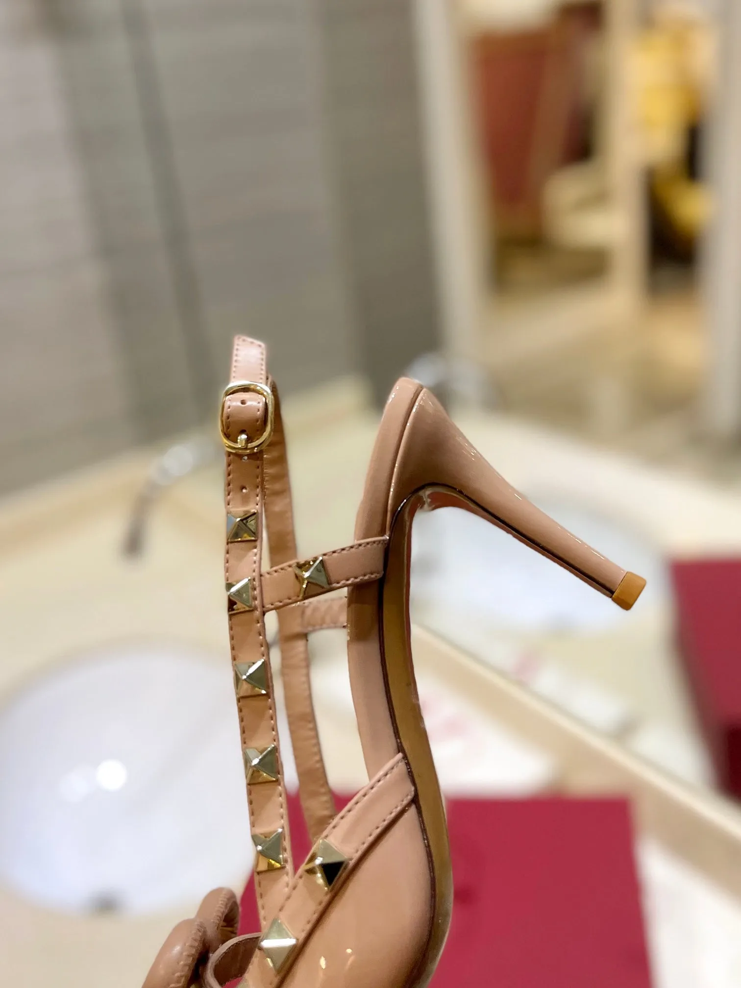 3 Colors Studded Bow High Heeled Sandals