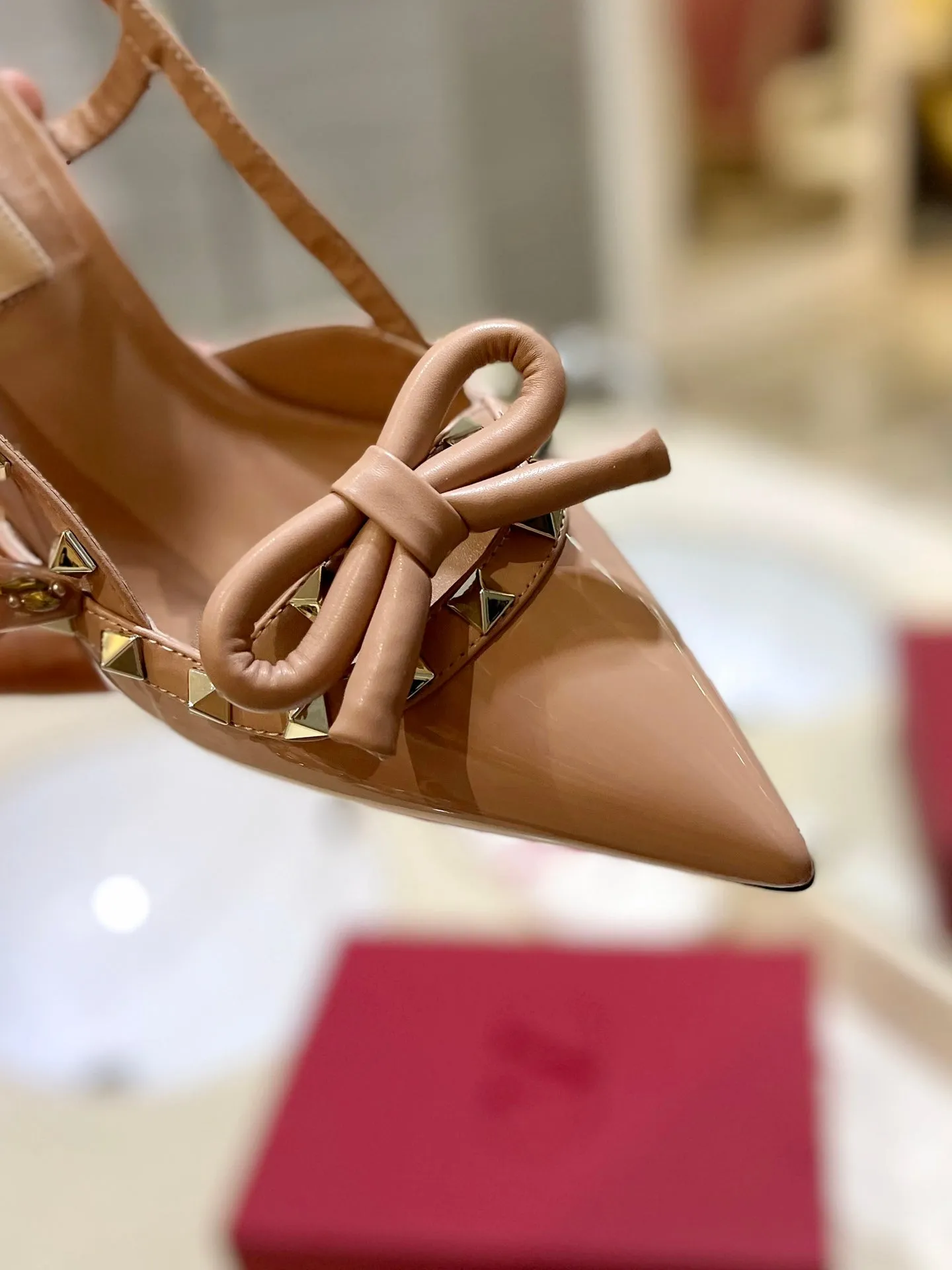 3 Colors Studded Bow High Heeled Sandals