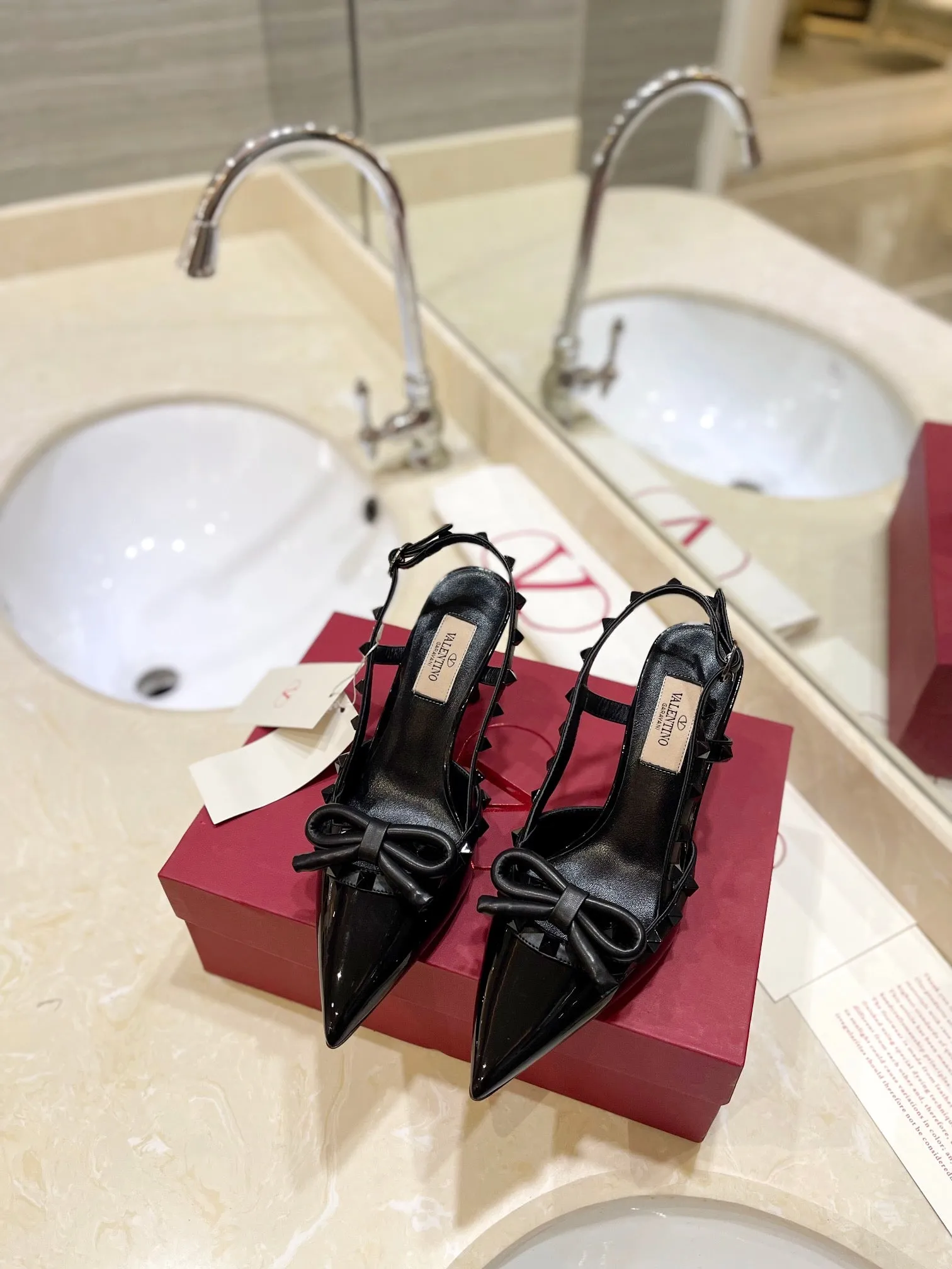 3 Colors Studded Bow High Heeled Sandals