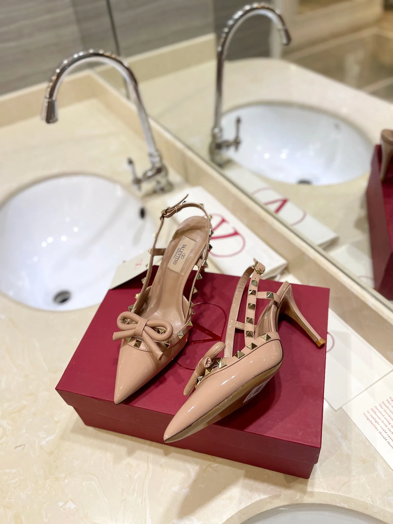 3 Colors Studded Bow High Heeled Sandals