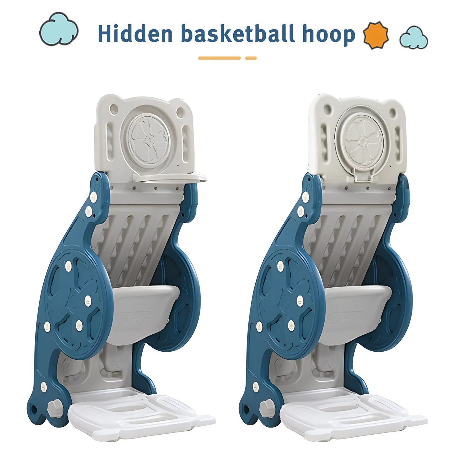 3-in-1 Kids Rocking Horse | Slide | Basketball Hoop | Sports Toy