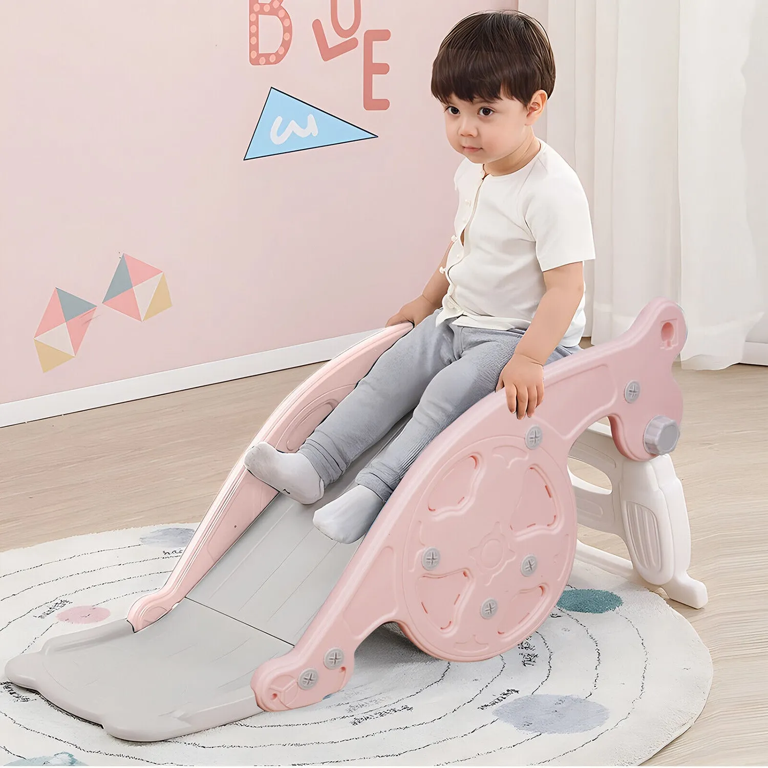 3-in-1 Kids Rocking Horse | Slide | Basketball Hoop | Sports Toy