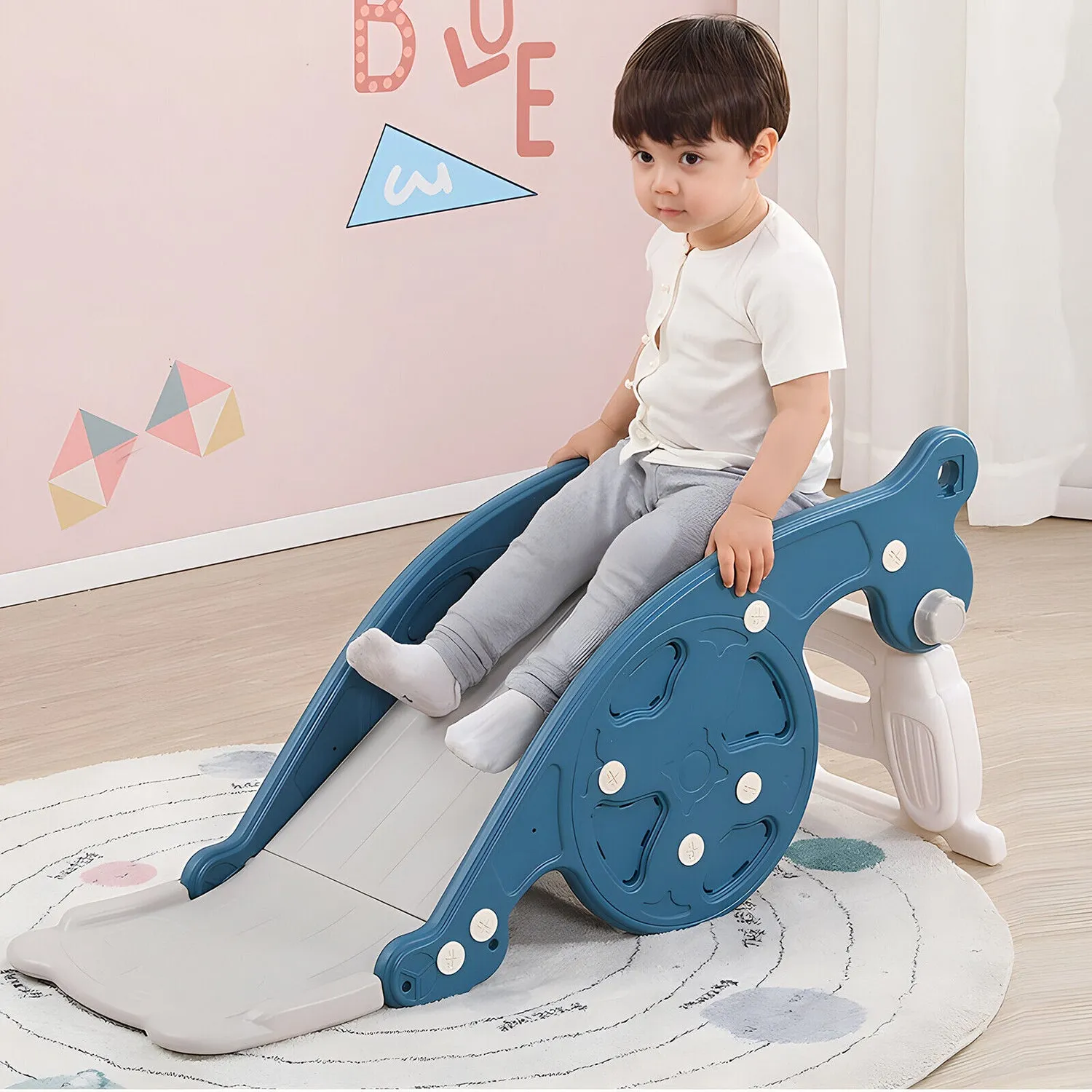 3-in-1 Kids Rocking Horse | Slide | Basketball Hoop | Sports Toy