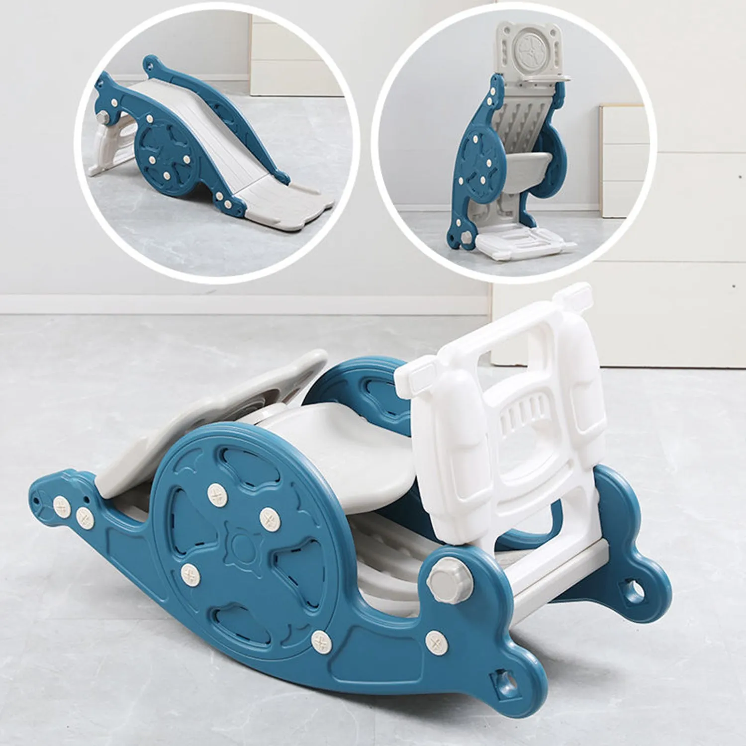 3-in-1 Kids Rocking Horse | Slide | Basketball Hoop | Sports Toy
