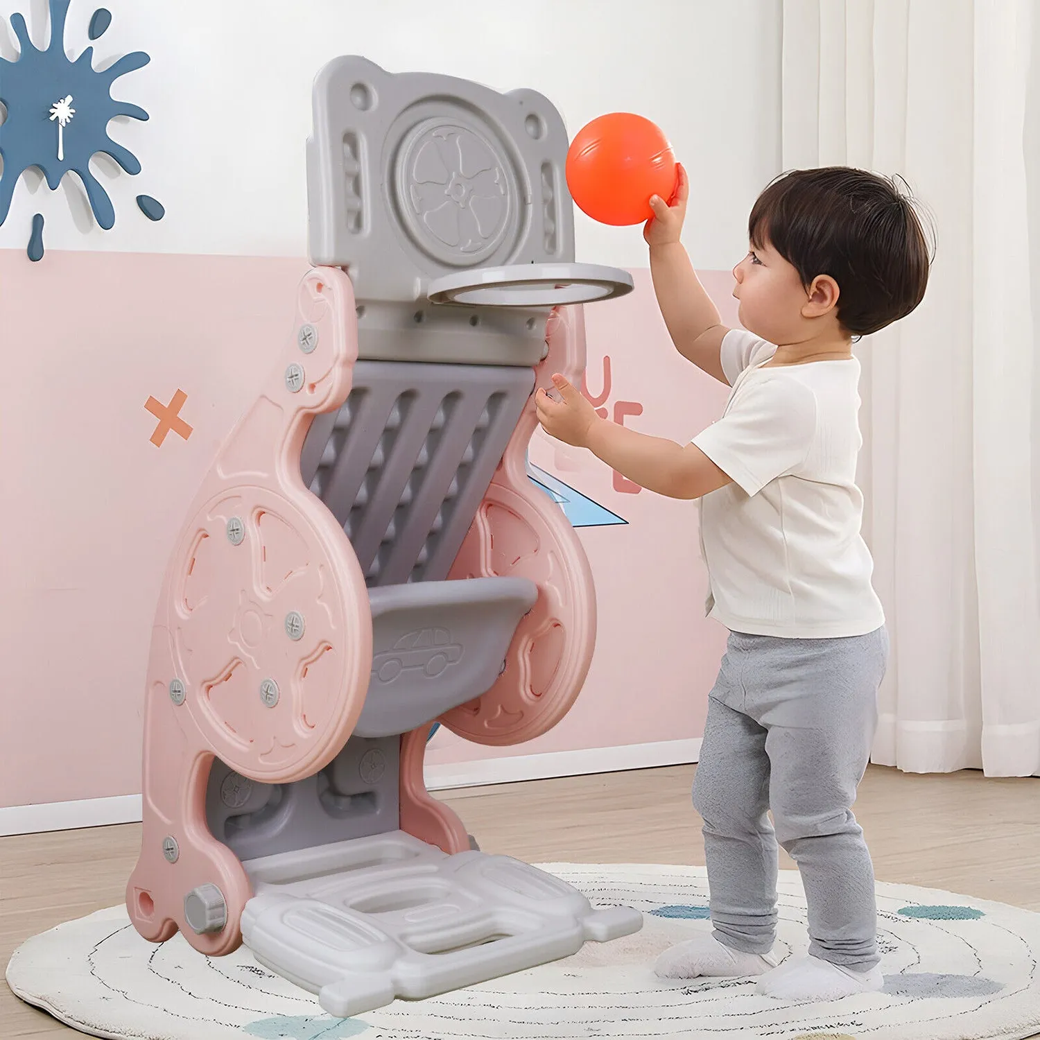 3-in-1 Kids Rocking Horse | Slide | Basketball Hoop | Sports Toy