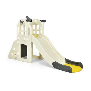 6-In-1 Large Slide for Kids Toddler Climber Slide Playset with Basketball Hoop-Y