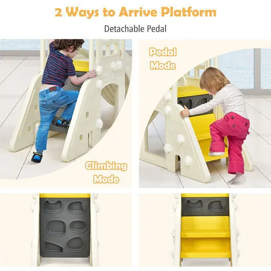 6-In-1 Large Slide for Kids Toddler Climber Slide Playset with Basketball Hoop-Y