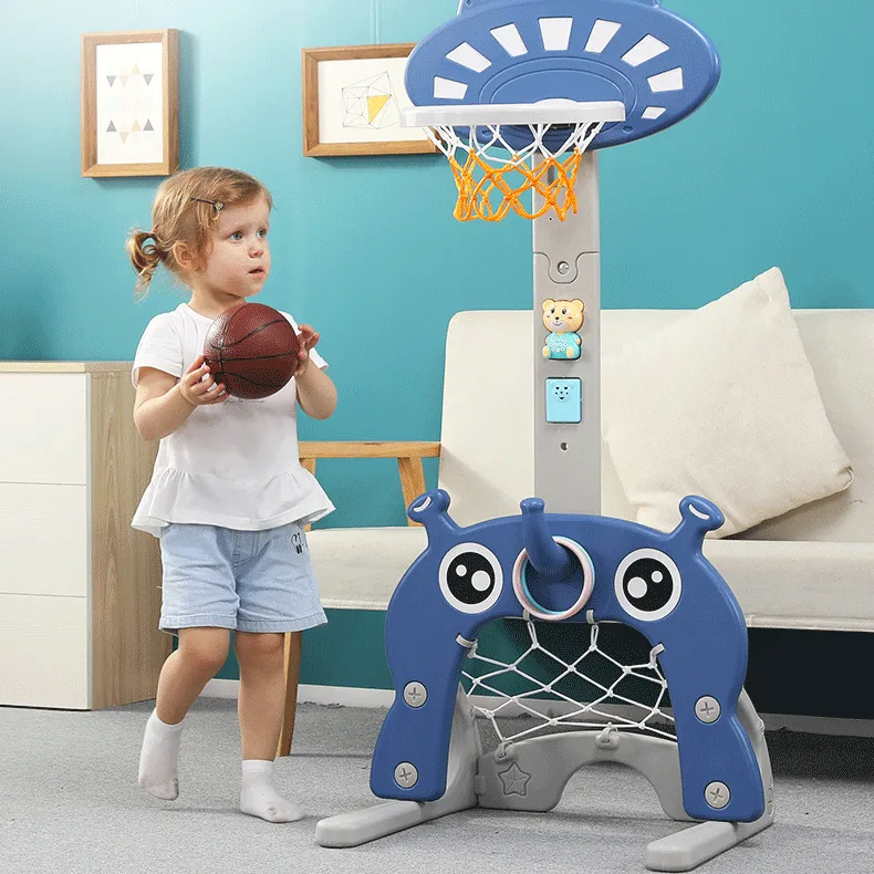 Adjustable 6 in 1 Basketball Kids Hoop Toy Set