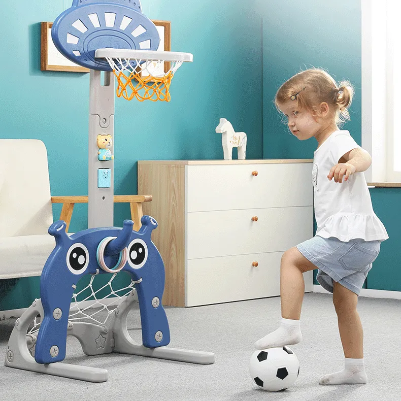 Adjustable 6 in 1 Basketball Kids Hoop Toy Set