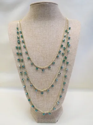 ADO | 3 Layer Teal Beads Gold Chain Necklace