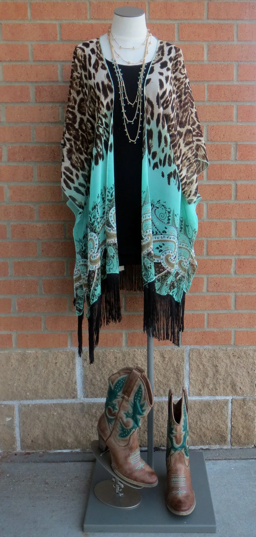 ADO | 3 Layer Teal Beads Gold Chain Necklace