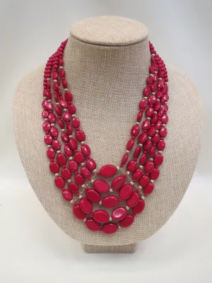 ADO | 5 Layer Red & Gold Beaded Necklace