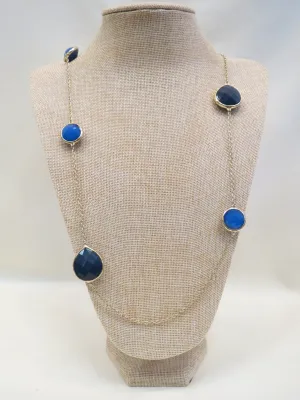 ADO | Blue Stone Necklace Long Gold Chain