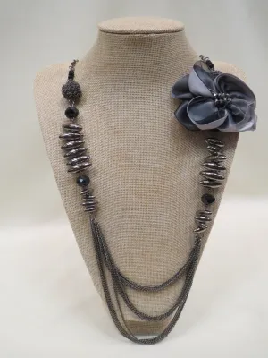 ADO | Charcoal Necklace with Bow