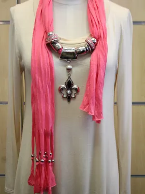 ADO | Jewelry Wrap Scarf Fuchsia Fleur De Lis