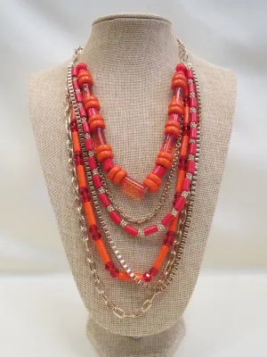 ADO | Orange & Gold Multi Layer Necklace