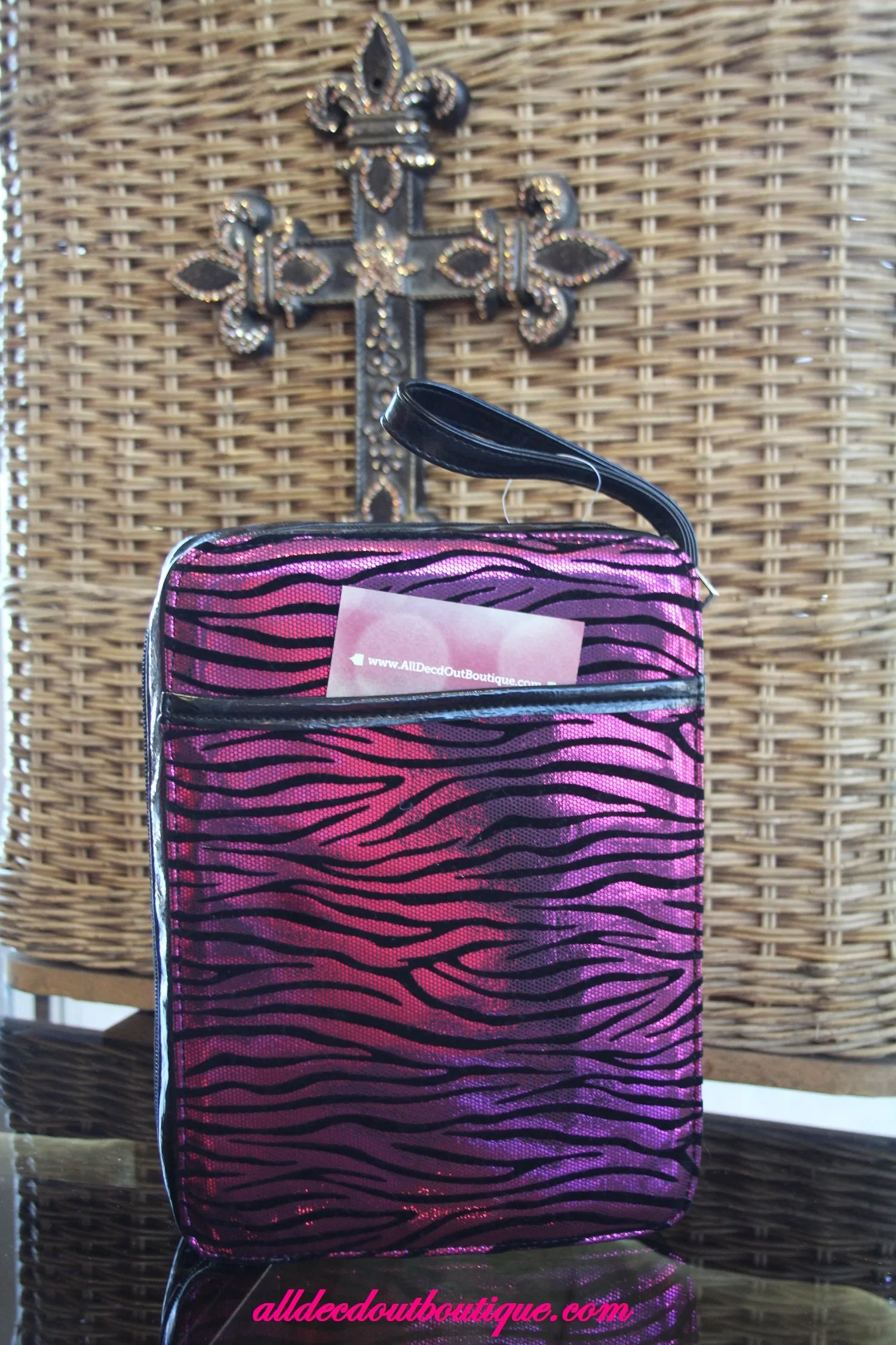 ADO | Pink Zebra and Black Embellished Bible Cover