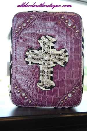 ADO | Purple and Zebra Print Embellished Bible Cover