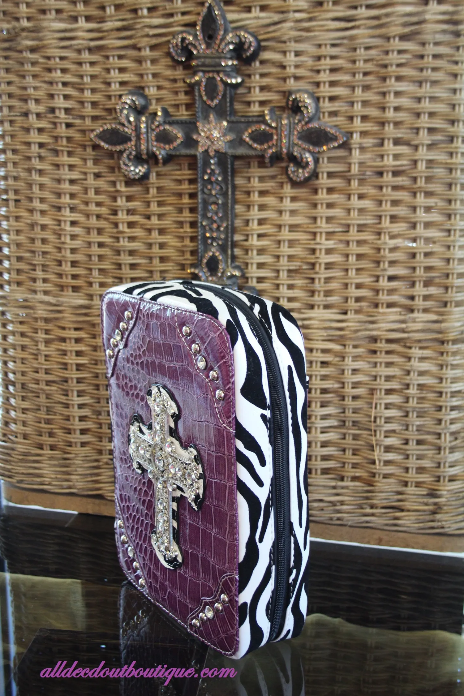 ADO | Purple and Zebra Print Embellished Bible Cover