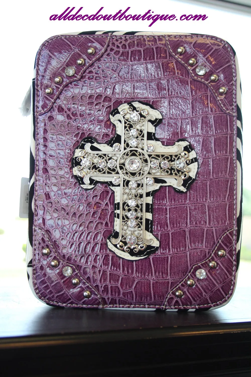 ADO | Purple and Zebra Print Embellished Bible Cover