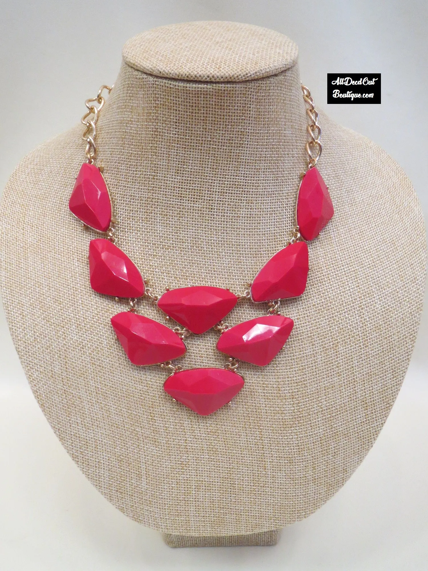 ADO | Red & Gold Bib Necklace