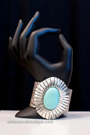 ADO | Sterling Silver Stretch Bracelet with Turquoise Stone