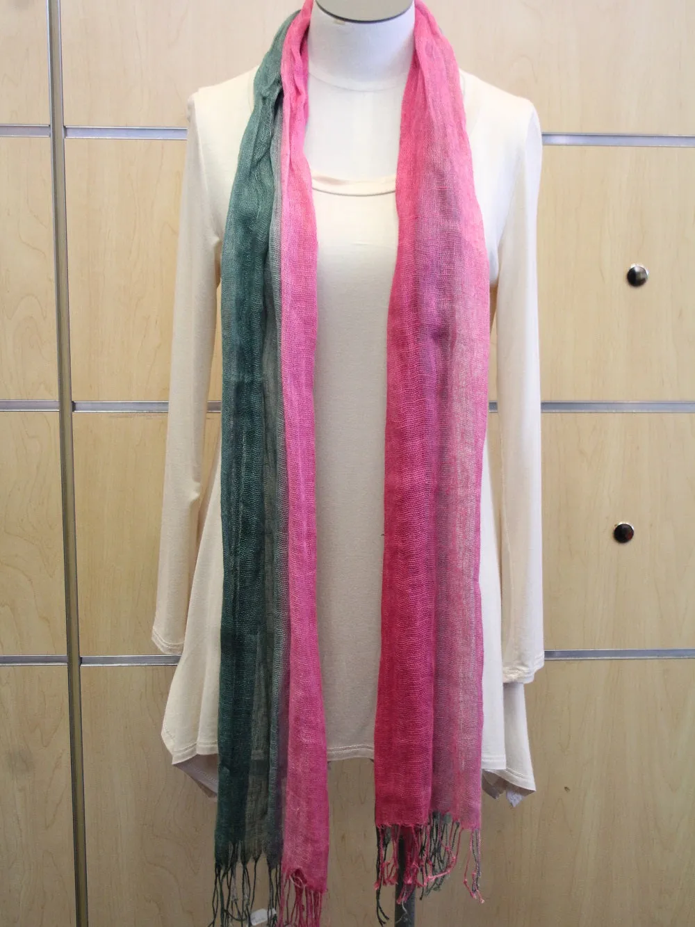 ADO | Wrap Dark Green and Pink Scarf