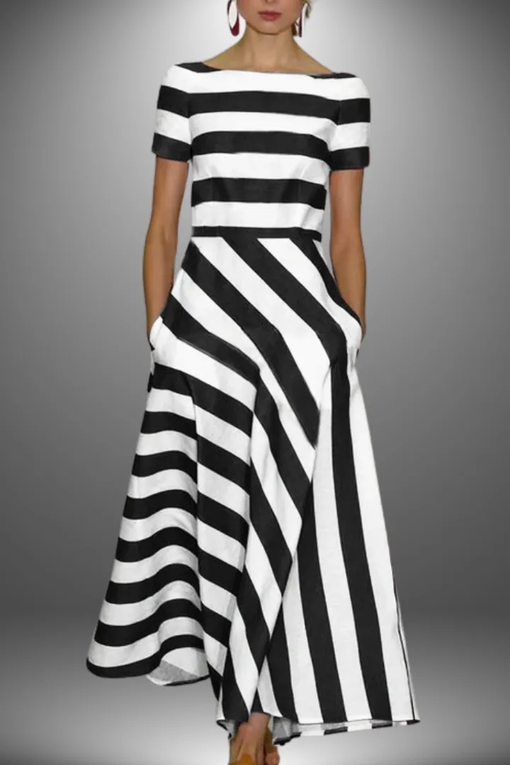 Amelia – Handcrafted maxi dress with stripes