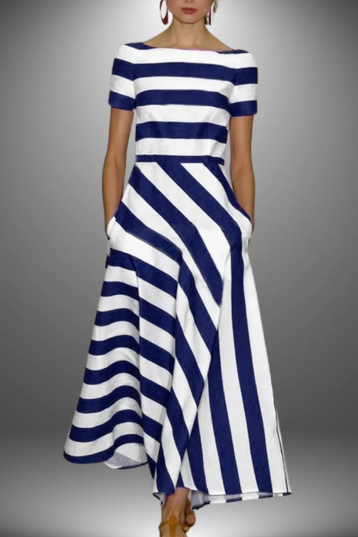 Amelia – Handcrafted maxi dress with stripes