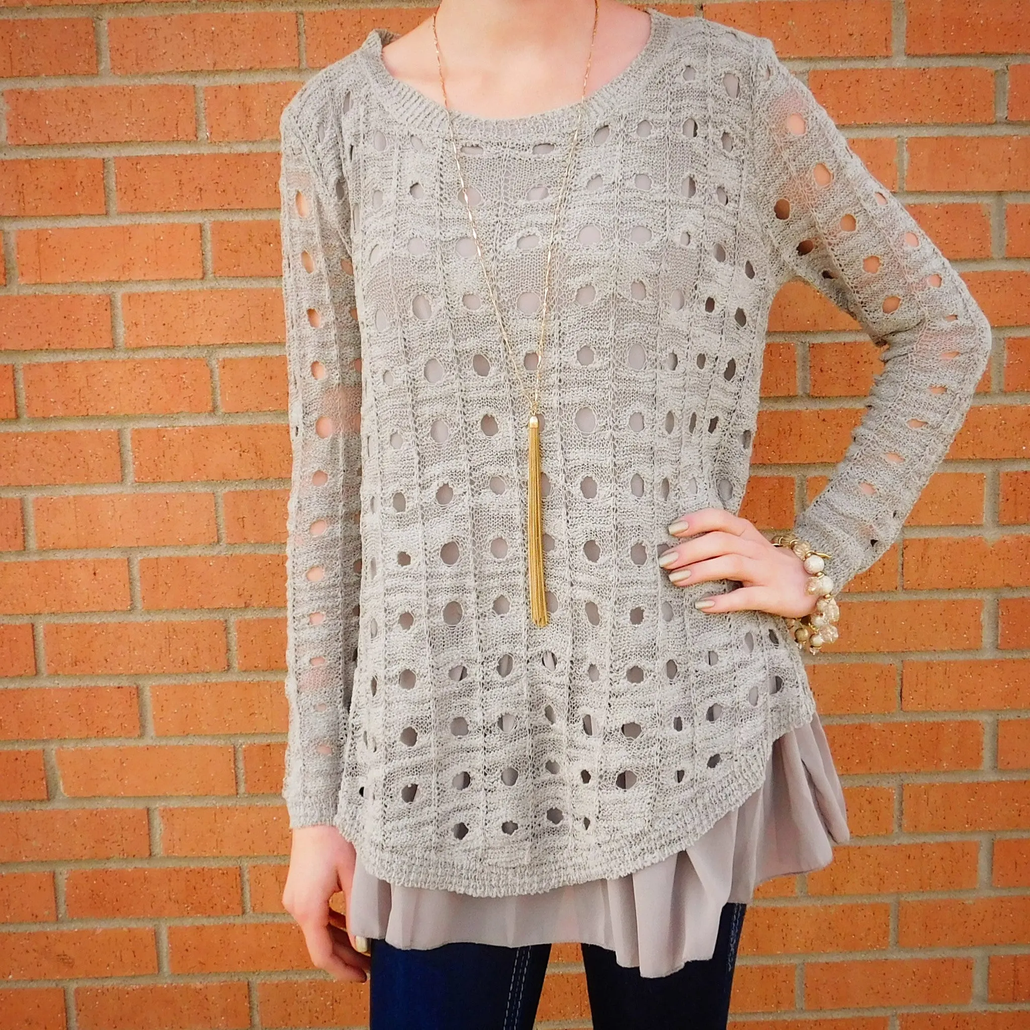 A'reve | Cut Out Sweater Cocoa
