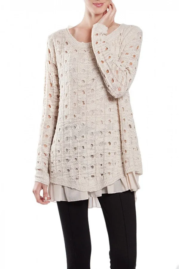 A'reve | Cut Out Sweater Cocoa