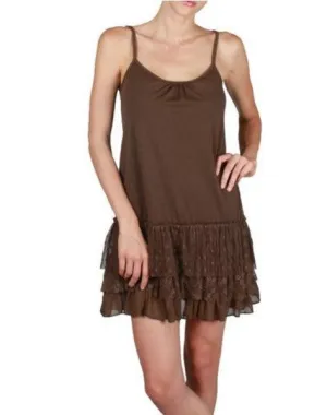 A'reve | Lace Slip Dress Brown