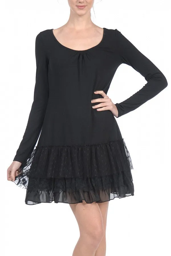 A'reve | Slip Dress Long Sleeve Black