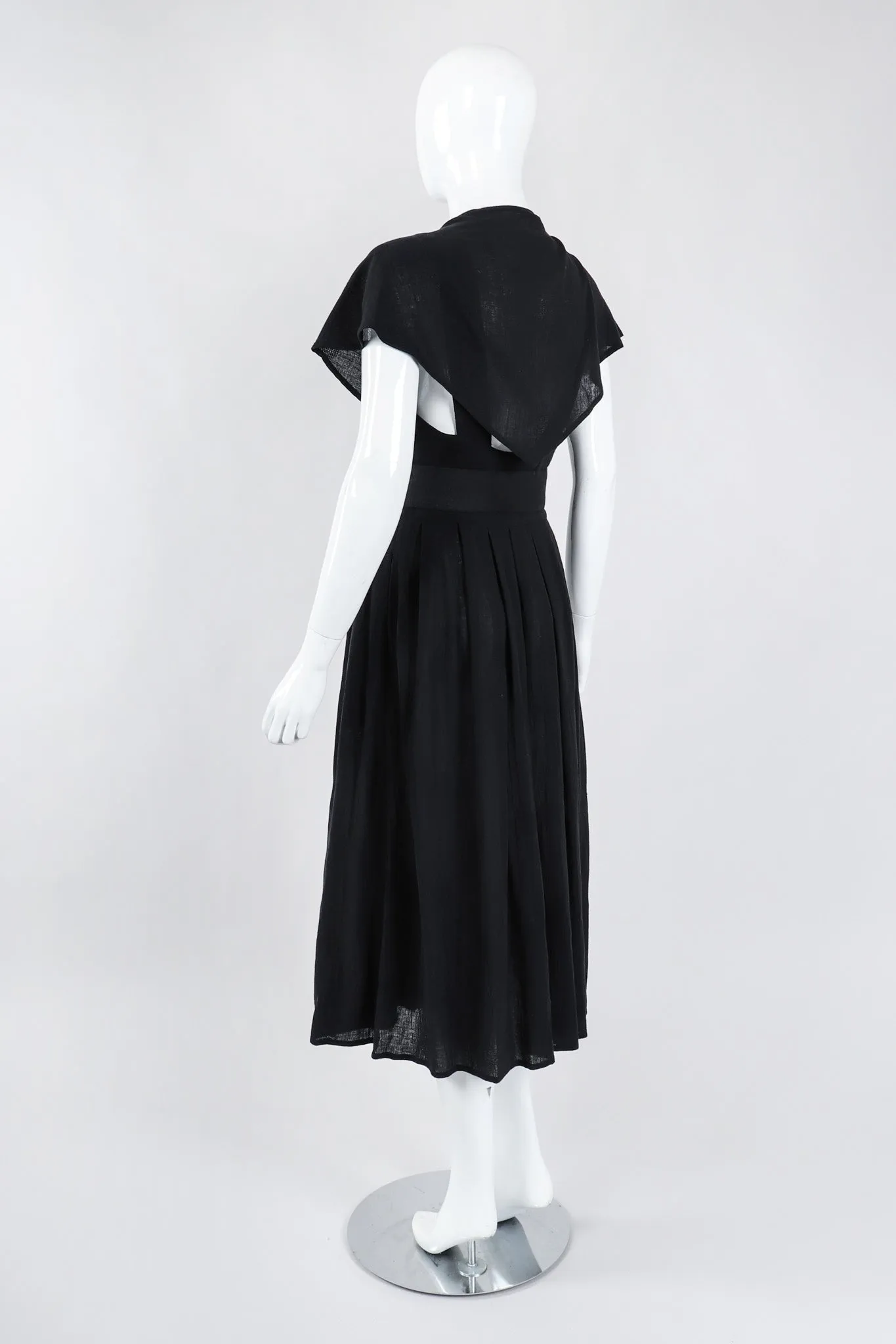 Belted Scarf Collar Dress