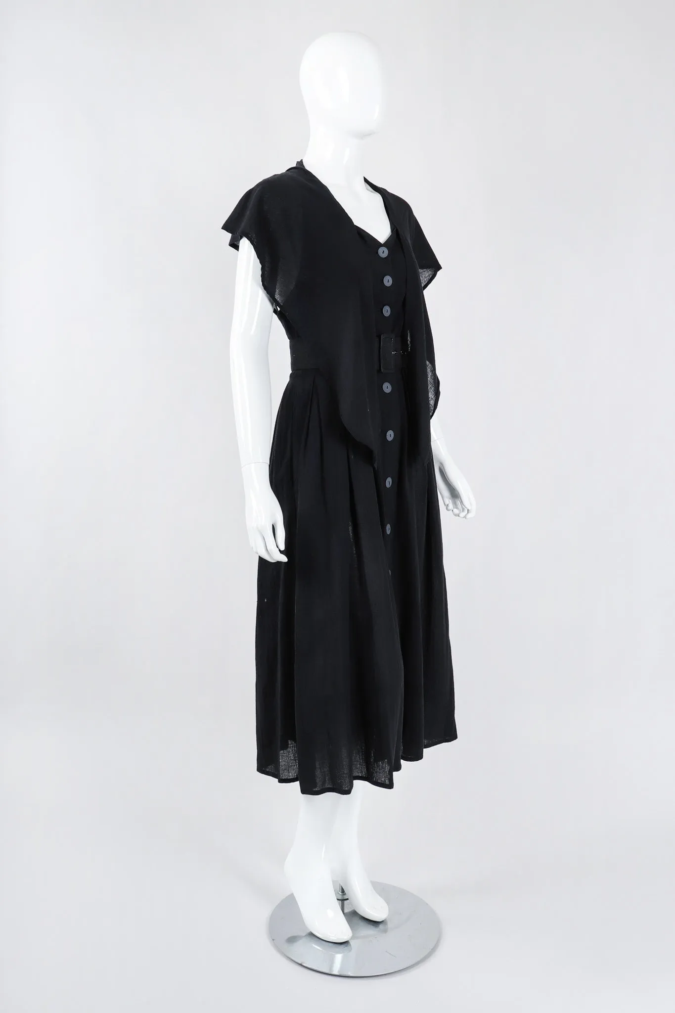 Belted Scarf Collar Dress