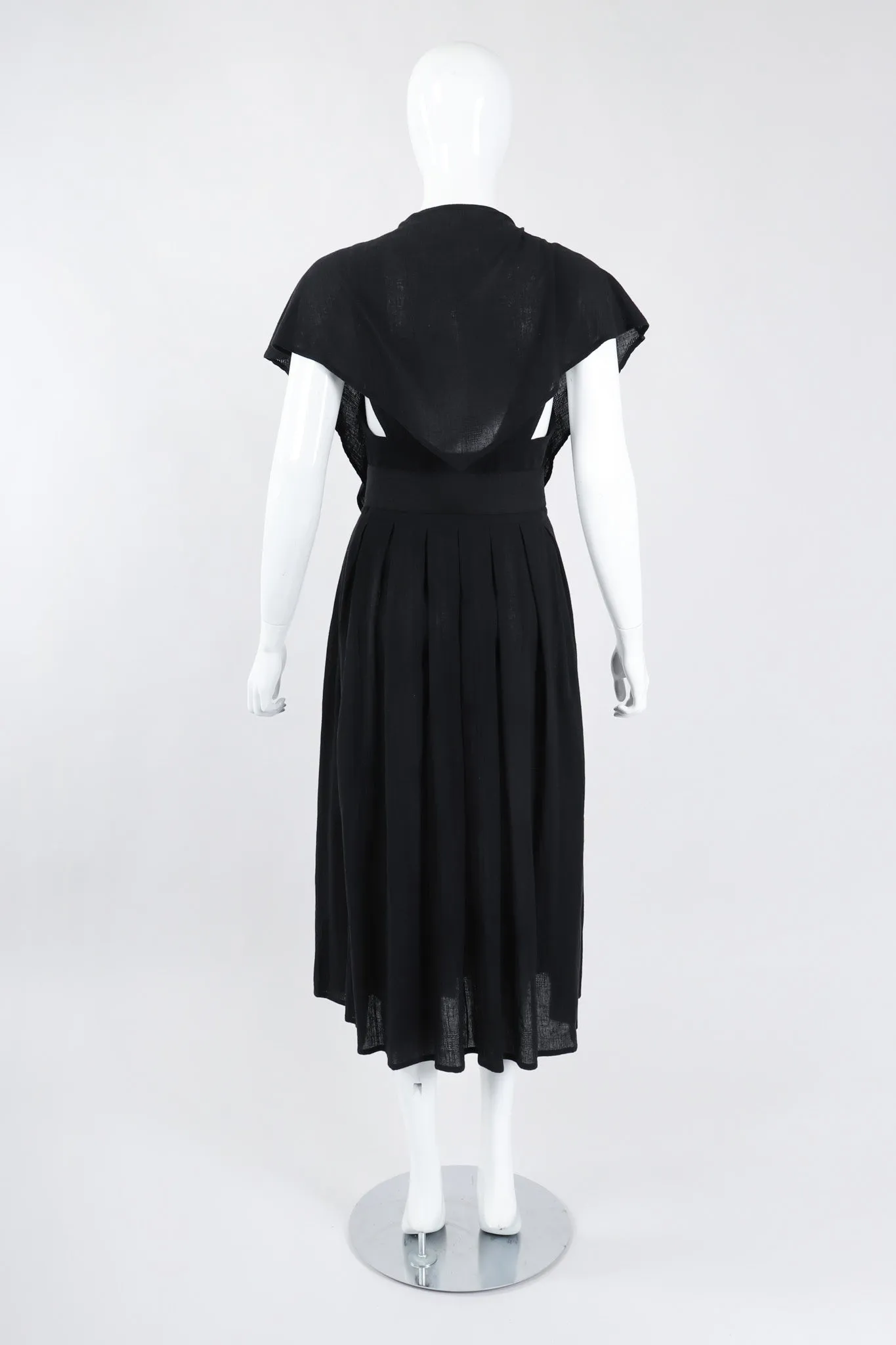 Belted Scarf Collar Dress