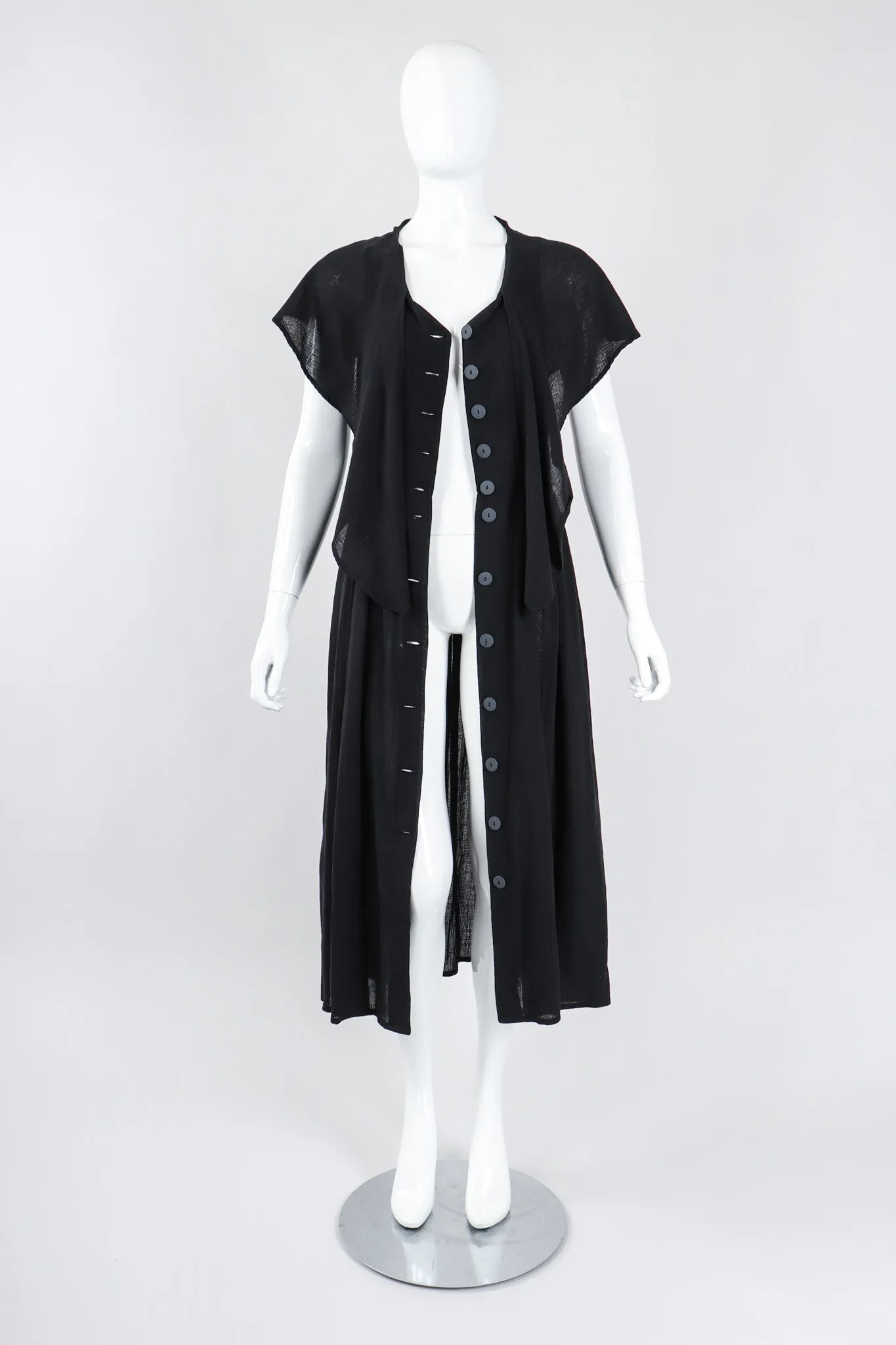 Belted Scarf Collar Dress