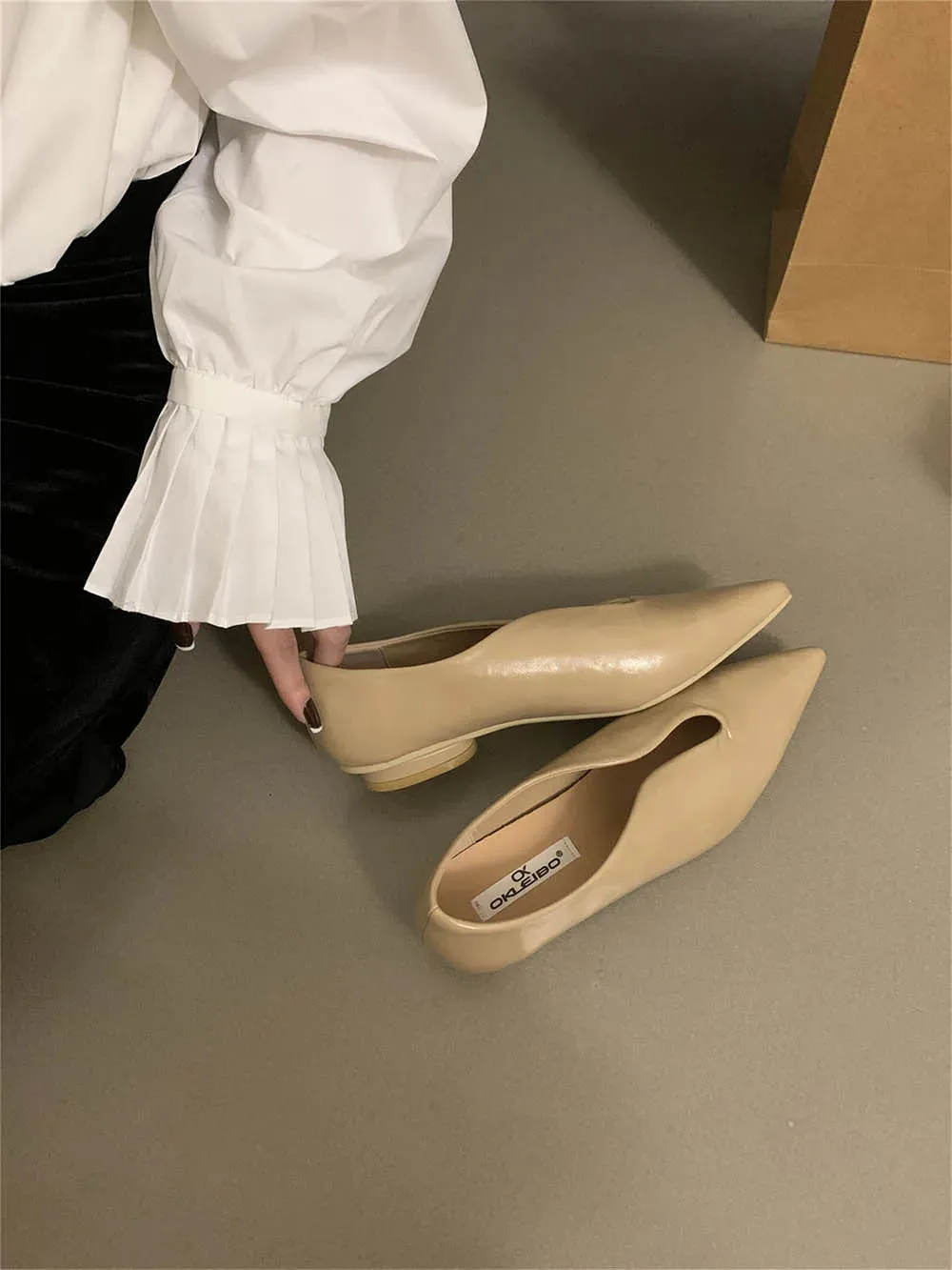 binfenxie  -  Fashion Women Flats Loafers Pointed Toe Shallow Slip On Flat Low Heels Black Red White Yellow Casual Mules Shoes Size 35-39