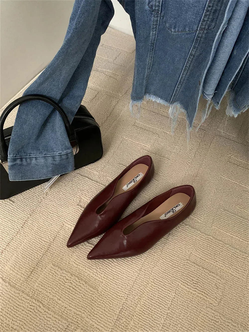 binfenxie  -  Fashion Women Flats Loafers Pointed Toe Shallow Slip On Flat Low Heels Black Red White Yellow Casual Mules Shoes Size 35-39