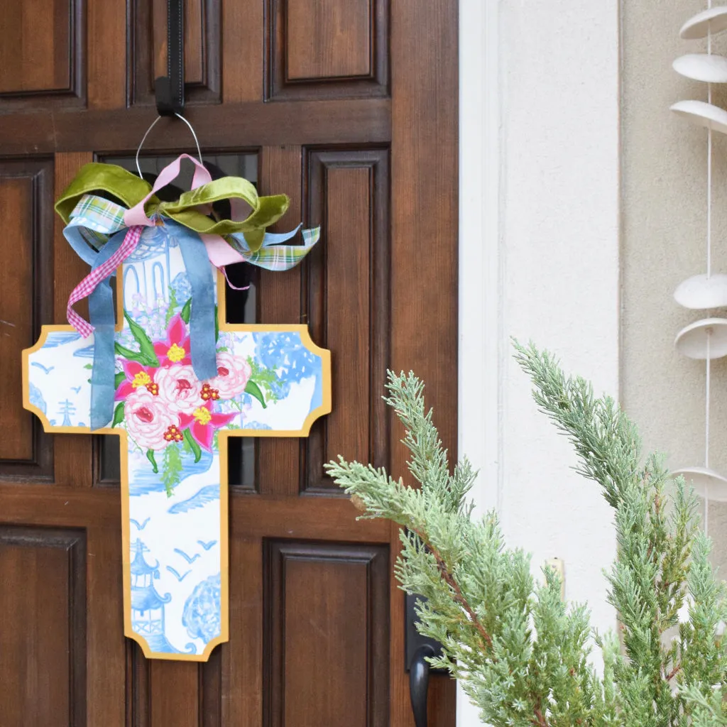 Blue Chinoiserie Cross Door Hanger