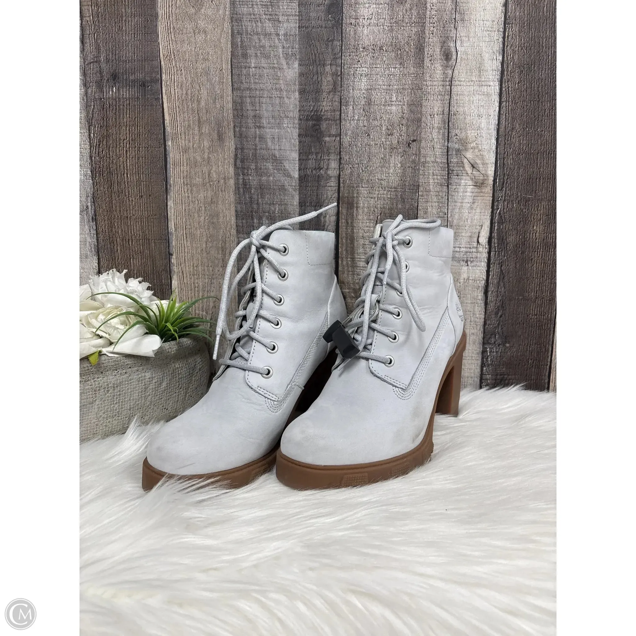 Boots Ankle Heels By Timberland In Grey, Size: 8.5
