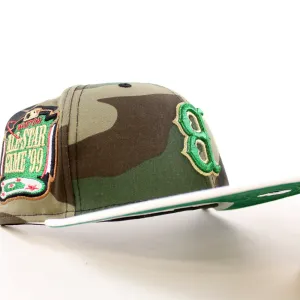Boston Red Sox Fenway 1999 All Star Game New Era 59Fifty Fitted Hat (WoodLand Camo White Green Under Brim)