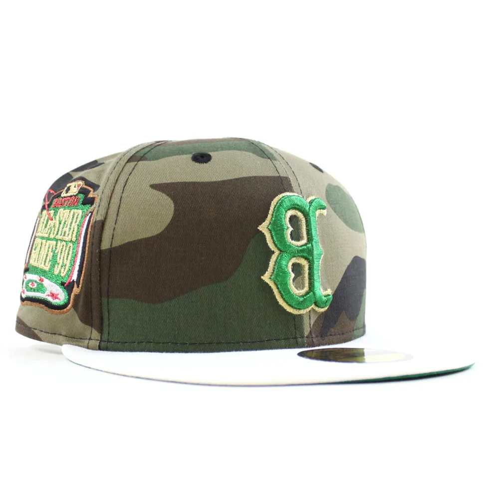 Boston Red Sox Fenway 1999 All Star Game New Era 59Fifty Fitted Hat (WoodLand Camo White Green Under Brim)