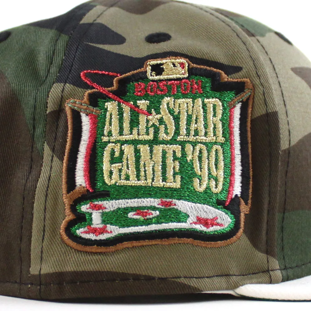 Boston Red Sox Fenway 1999 All Star Game New Era 59Fifty Fitted Hat (WoodLand Camo White Green Under Brim)