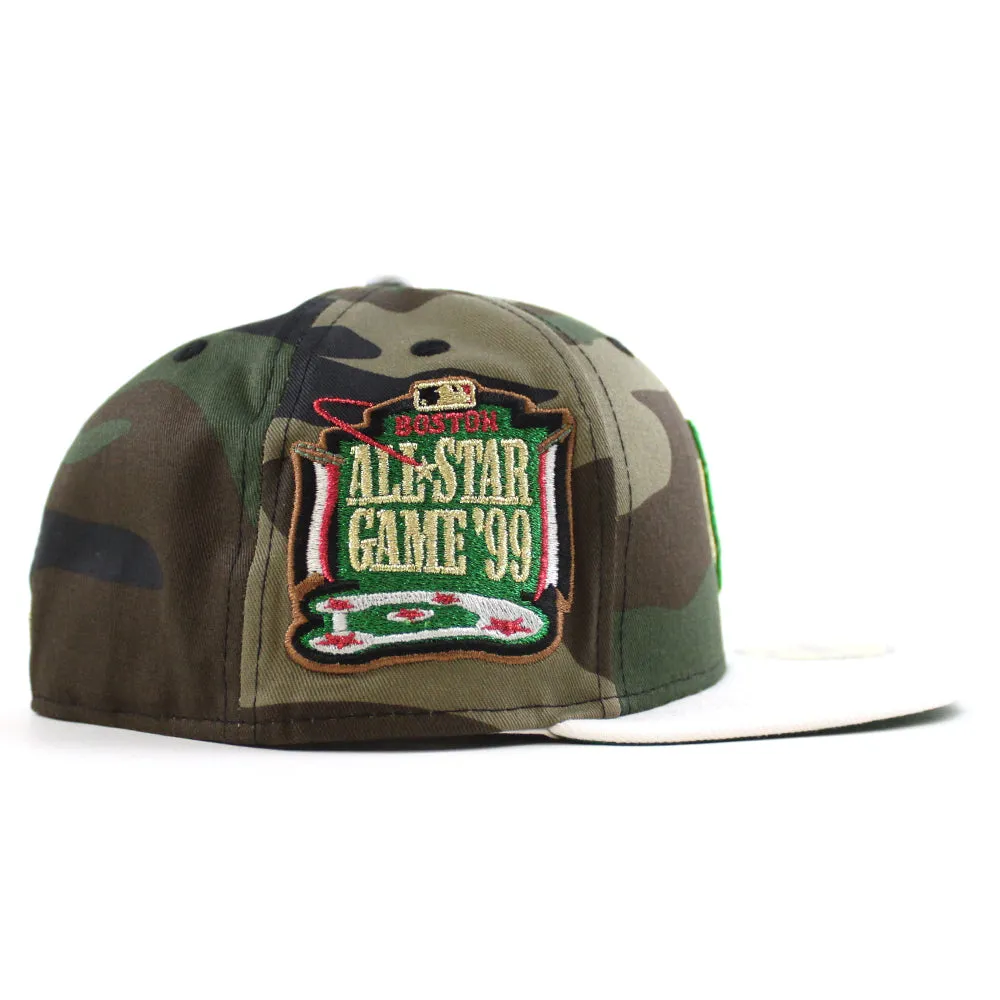 Boston Red Sox Fenway 1999 All Star Game New Era 59Fifty Fitted Hat (WoodLand Camo White Green Under Brim)
