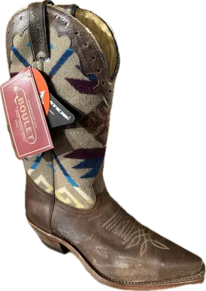 Boulet Women's Snip Toe, Brown Pendleton Wool Shaft Boots