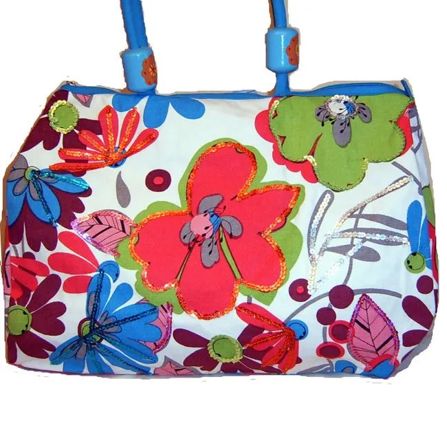 Canvas Beach sequins L diaper shopping bag duffle travel designer inspire flower