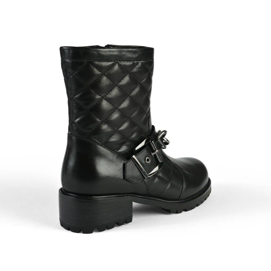 Cate Black Leather Bootie