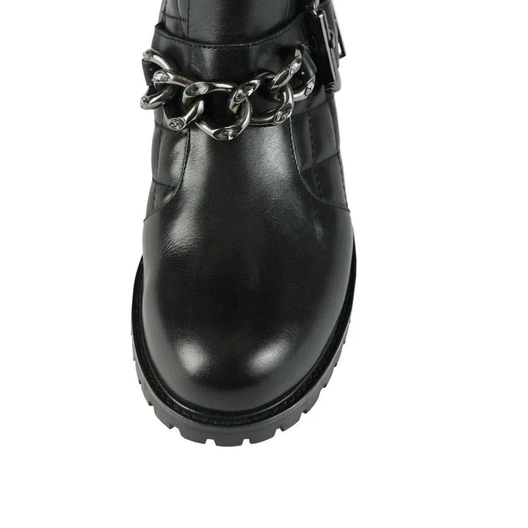 Cate Black Leather Bootie